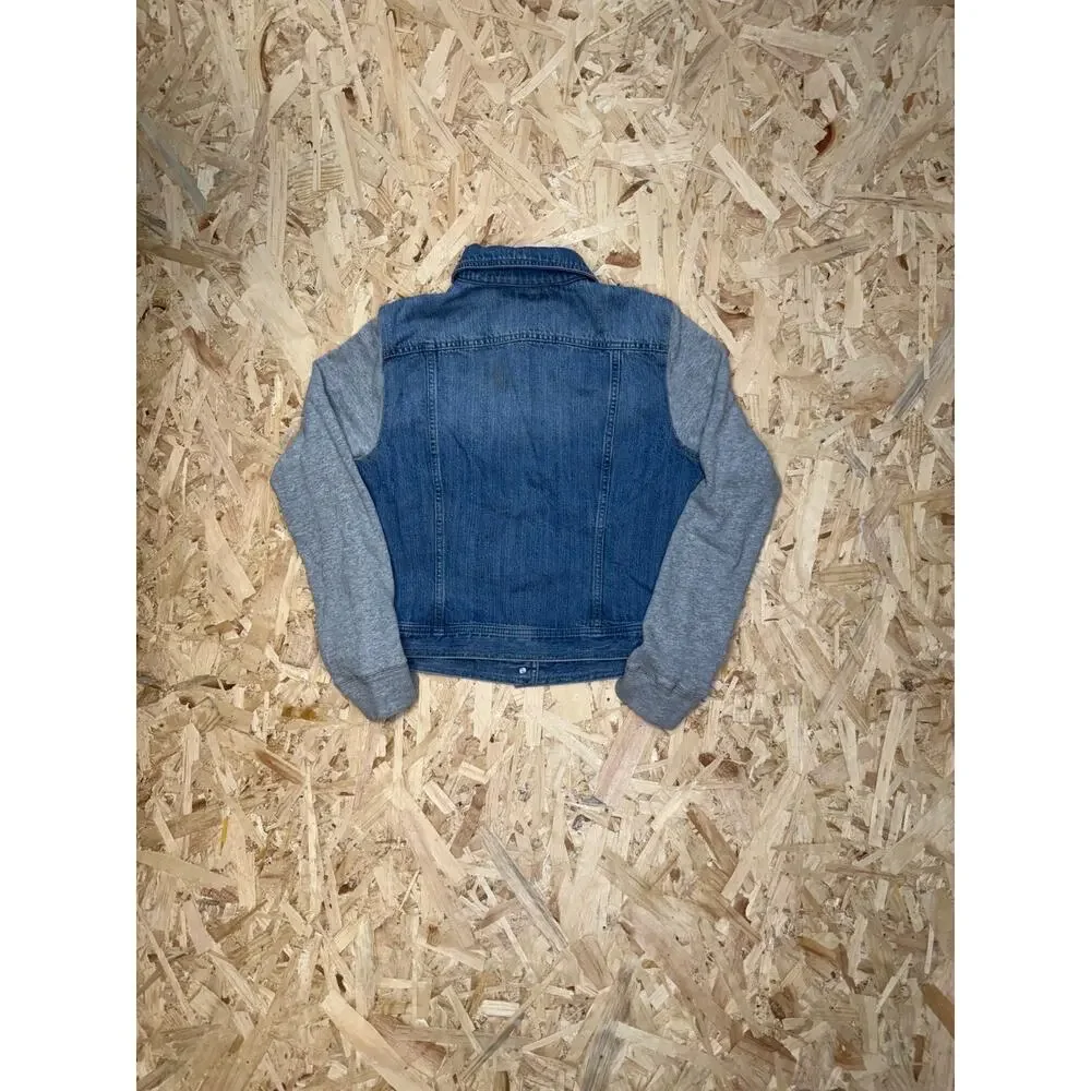 CHAPS Women's Light Wash Denim & Jersey Knit Sleeve Jacket Sz L - Picture 5 of 5